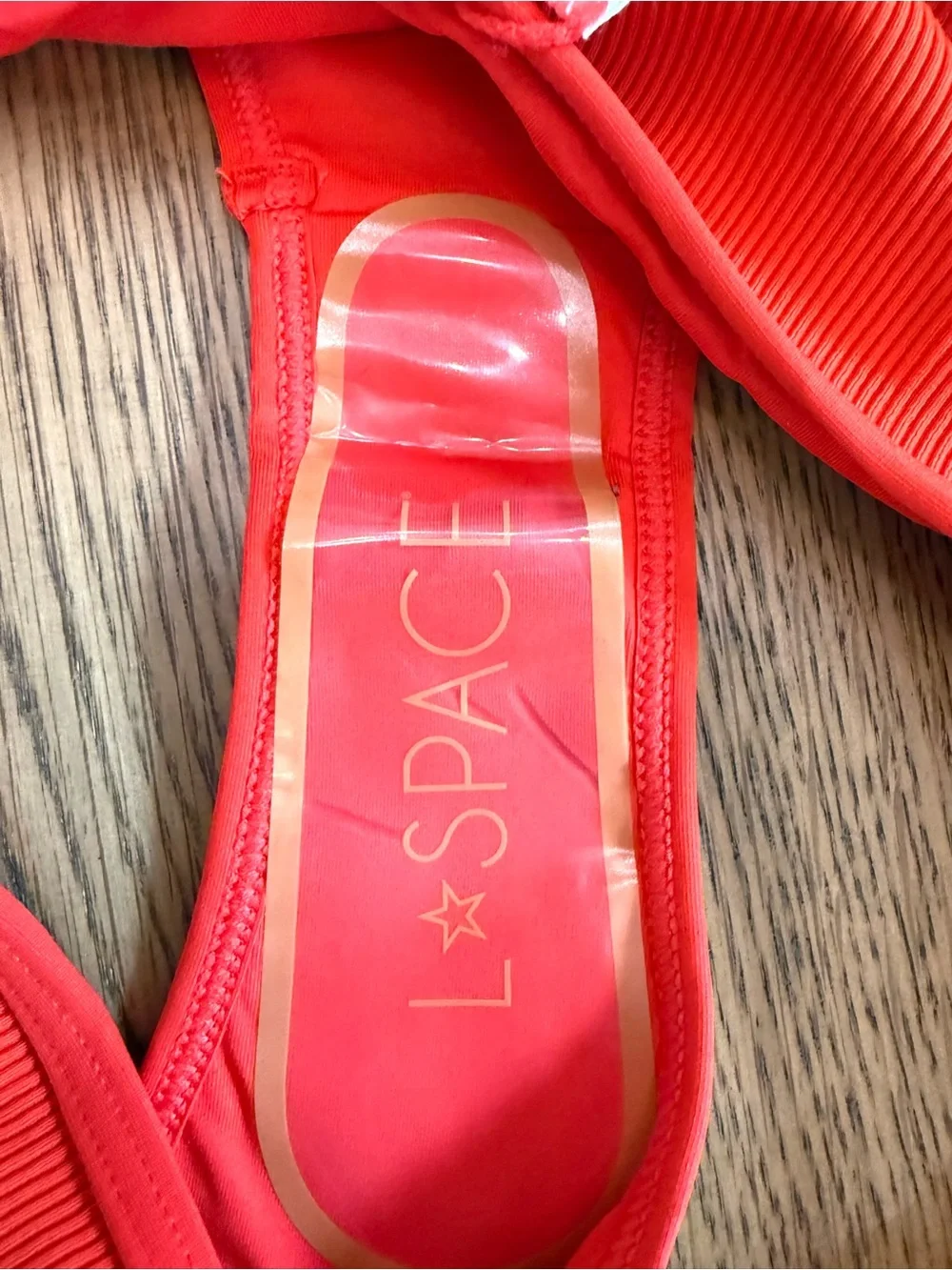 L*Space Nora Bitsy Bikini Bottom Orange Red High Rise High Cut XS NWT Ribbed